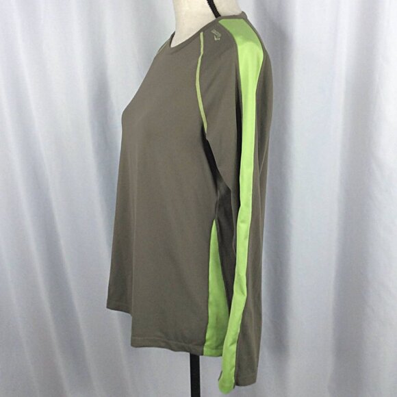 Saucony Running Athletic Top Womens Size Large Brown Green Long Sleeve Crew Neck - Picture 4 of 6